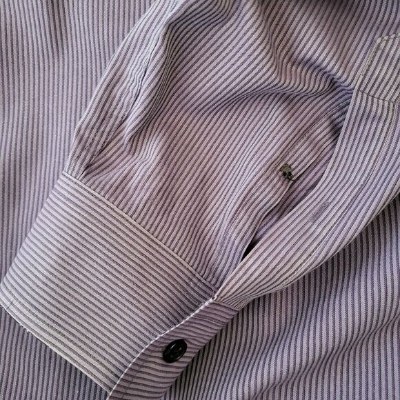 Joseph Abboud Dress Shirt Mens L  Purple Stripe Long Sleeve Button Down Casual - Picture 6 of 9